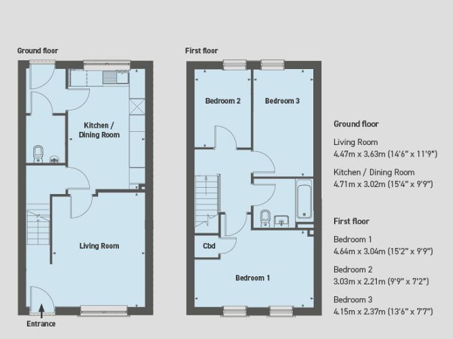 Floor plan, 3 bedroom house - artist's impression subject to change.